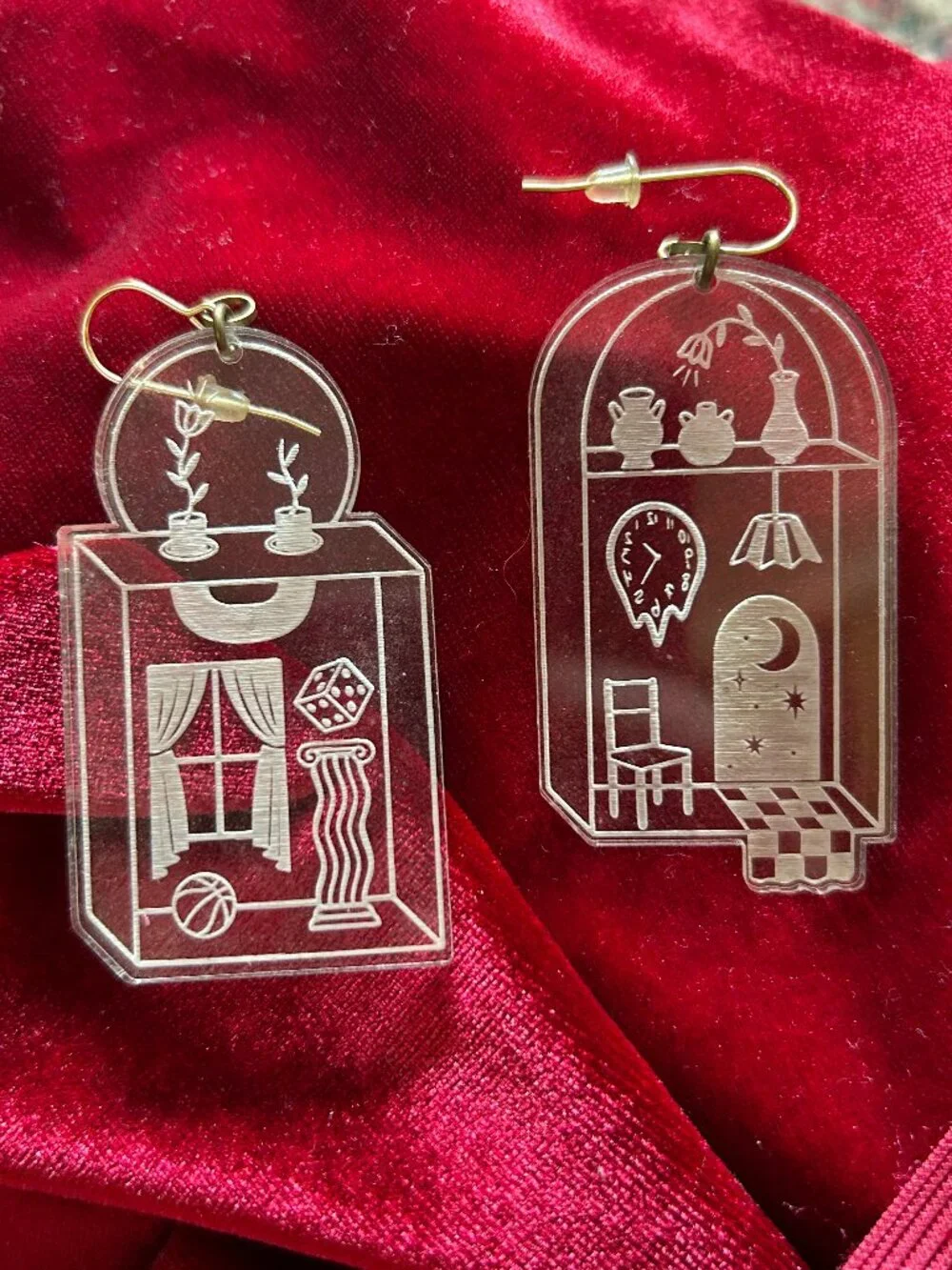 While Odin Sleeps MC Escher Interiors Earrings - Picture 1 of 1